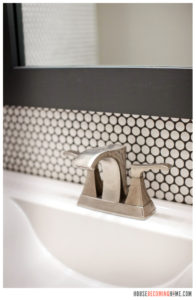 Bathroom Update penny tile and brushed nickel faucet