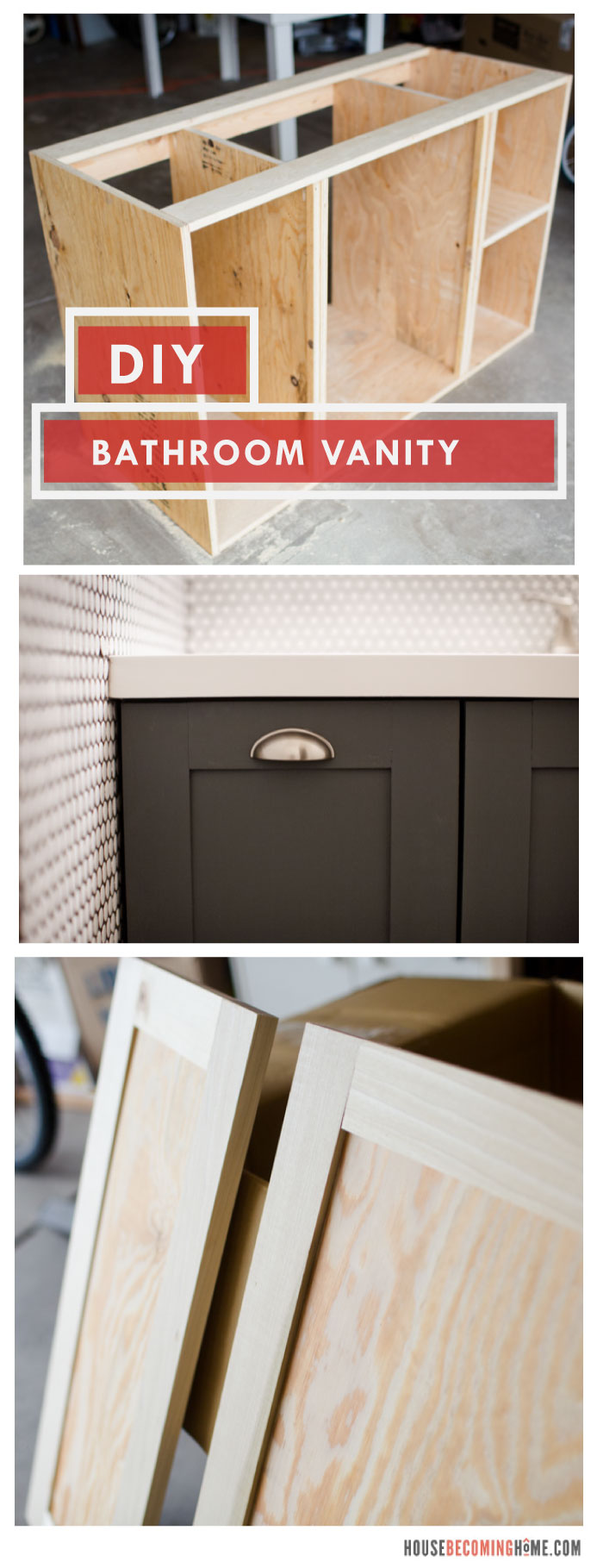 DIY bathroom vanity with shaker style doors collage