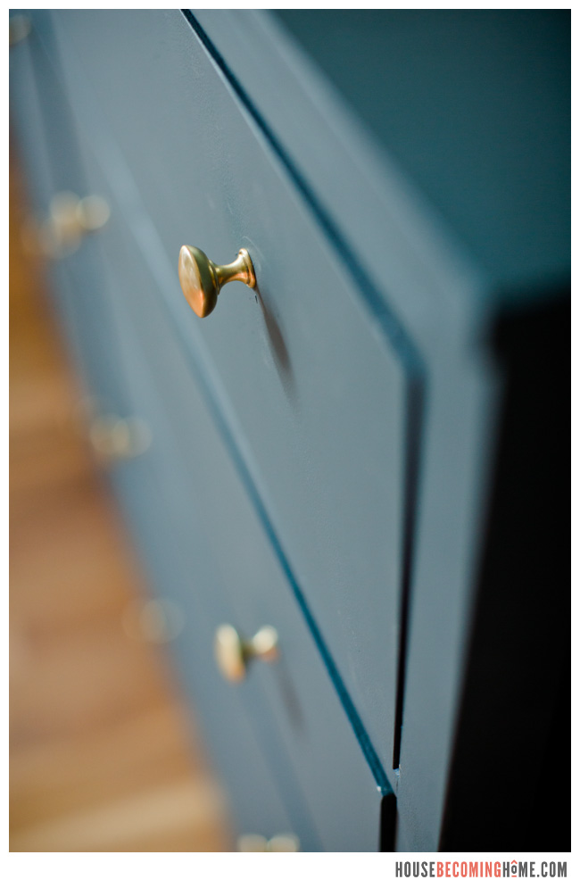 DIY Dresser gold knobs