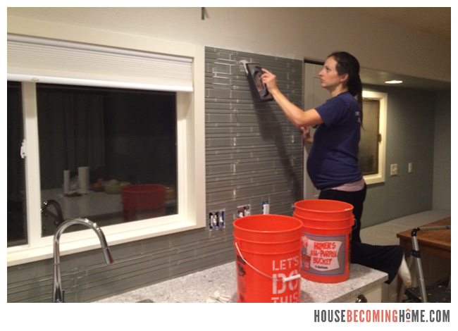 DIY Kitchen Reno Grouting Tile