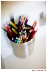 children craft room organized colored pencils