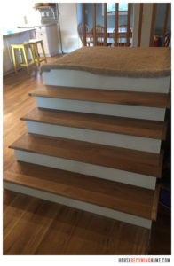 Stairs updated with oak treads and white painted risers