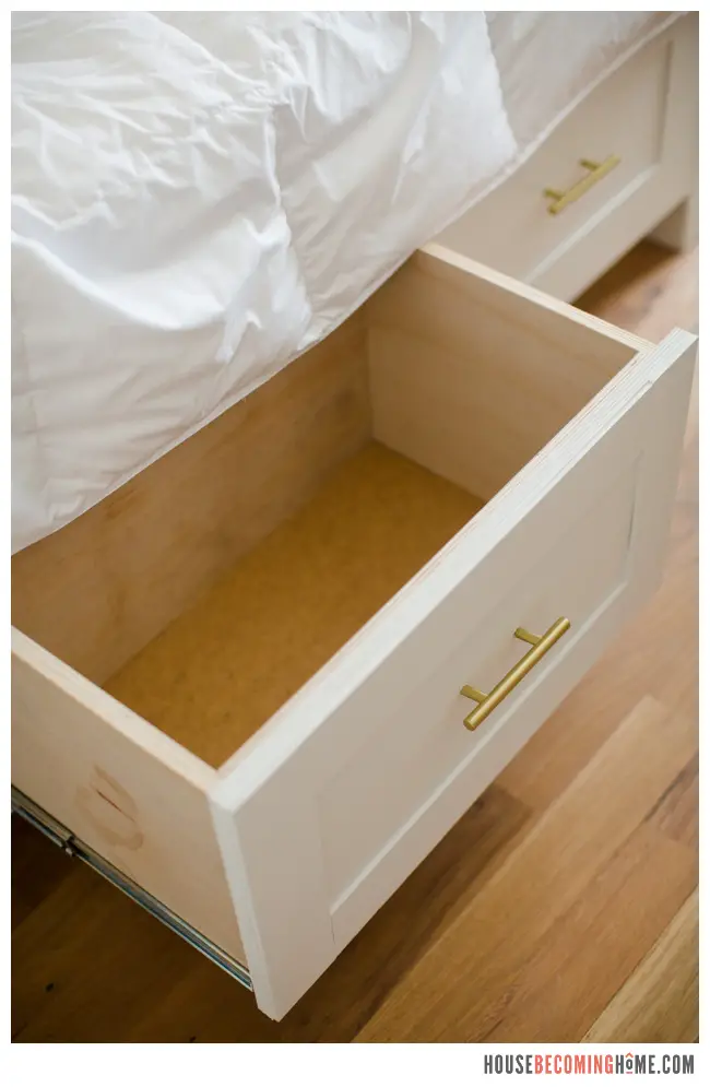 DIY Twin Bed Drawer opened
