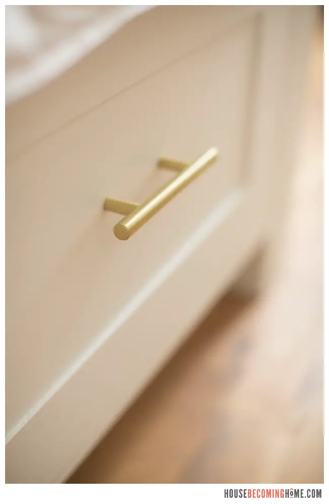 DIY twin bed brushed gold drawer pulls