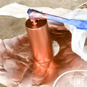 copper spray painted cup for DIY light