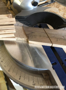 cutting wood on miter saw at 60 degree angle