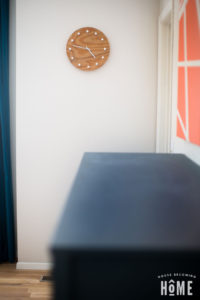 DIY clock from scrap wood in bedroom