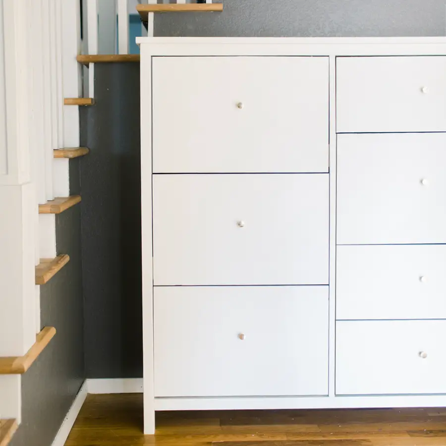 DIY Shoe Cabinet with Seven Drawers