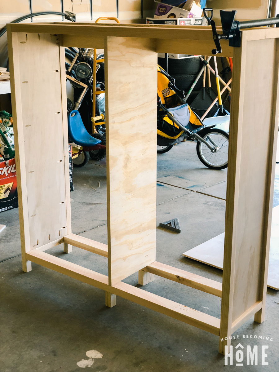 shoe cabinet frame with divider