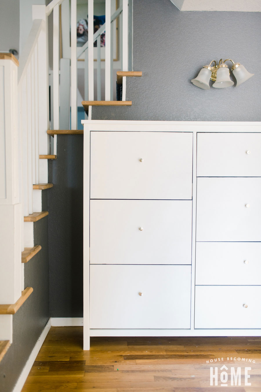 DIY 6 drawer shoe cabinet