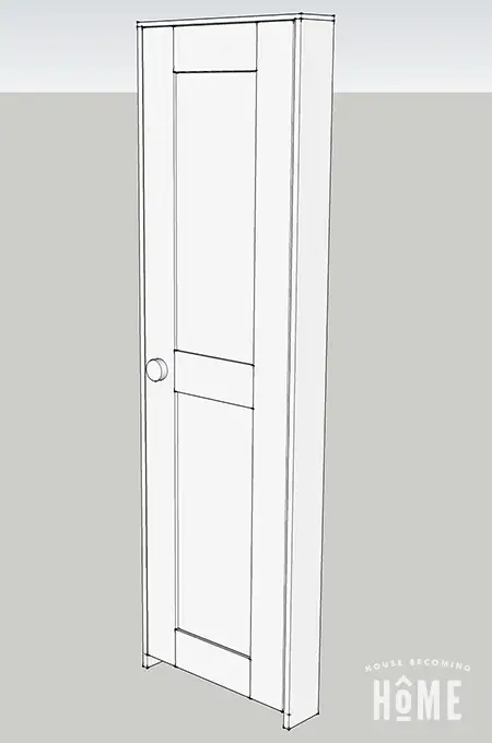3-D sketch of DIY shaker style door with jamb