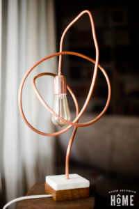Modern Sculpture Copper Pipe Light with Edison Bulb