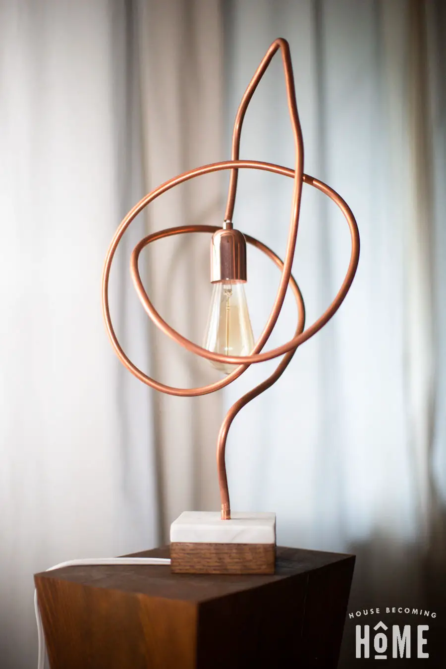 Twisted Copper Pipe DIY modern light