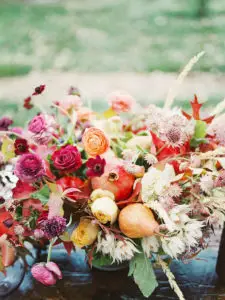 Incorporating Fresh Produce into Fall Floral Arrangement: photo by Callie Hobbs Photography