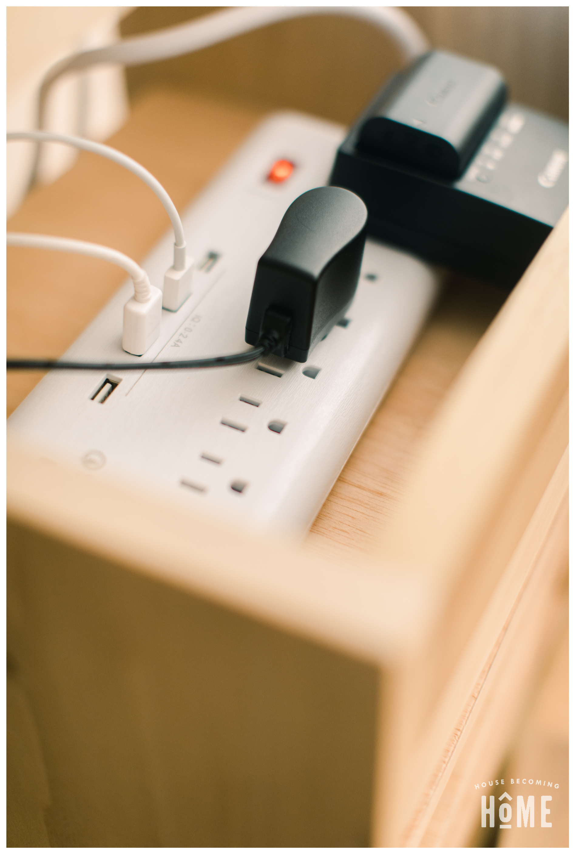 DIY Charging Station with hidden 7 outlet / 5 USB port power strip