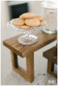 Small Cake Stand with Cookies on Hot Cocoa Bar