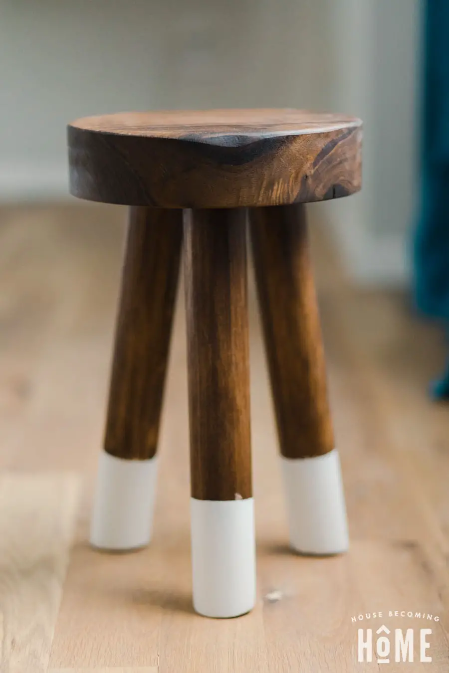 DIY Stool With Chunky Walnut Top and 11 Degree Angled Leg Mounting Plates