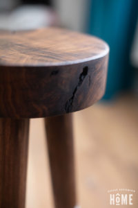 Dip Dyed Walnut Stool Imperfections