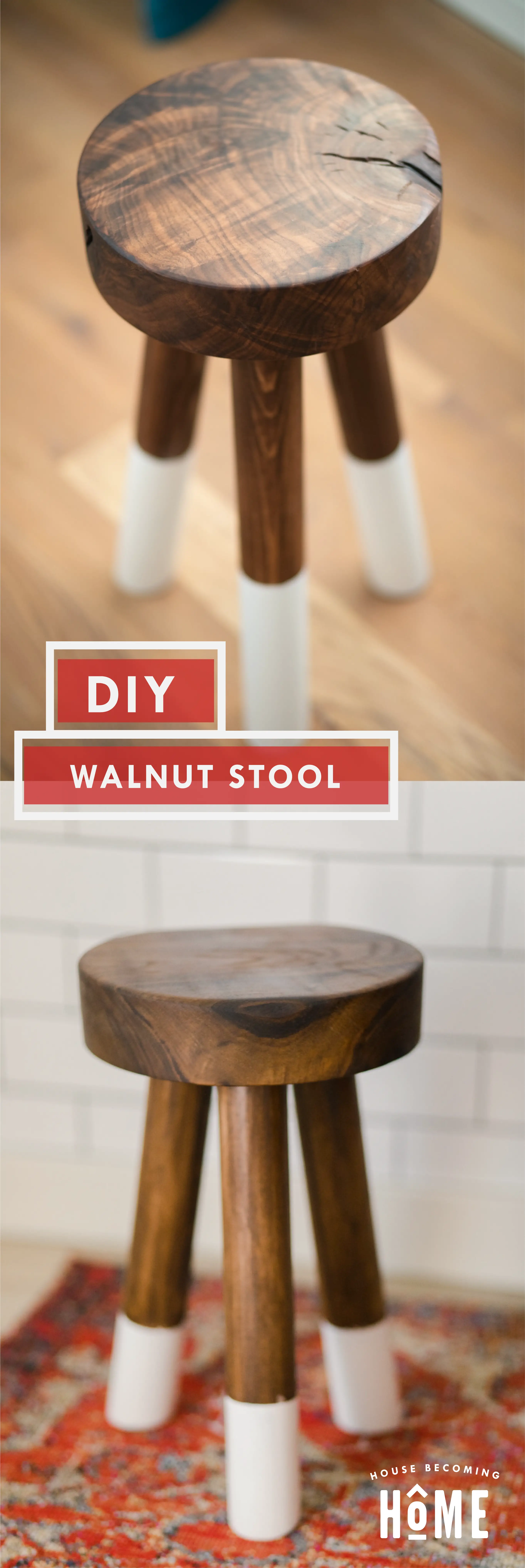 How To Make a Dip-Dyed Walnut Stool with Angled Legs