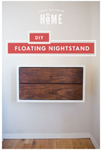 How to Build a Simple and Affordable DIY Floating Nightstand with Drawers. Includes free printable pdf plans.