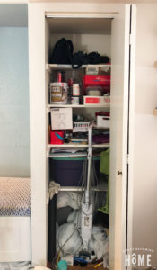 Small Closet Lacking Organization Before DIY Closet Organization Makeover