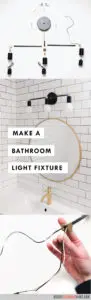 How to Make a Modern Black and Brass Bathroom Light Fixture : A step by step tutorial with a complete supply list.