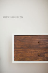 A simple, easy to build, modern DIY floating nightstand with two drawers