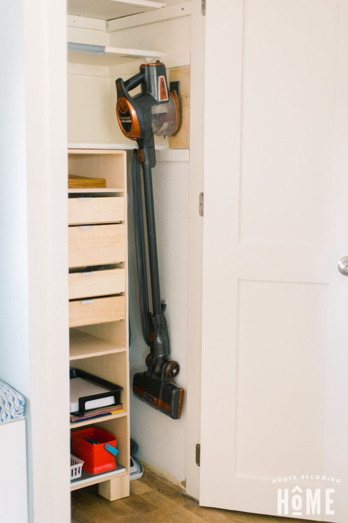 Shark Vacuum Hanging in Small Closet House Home