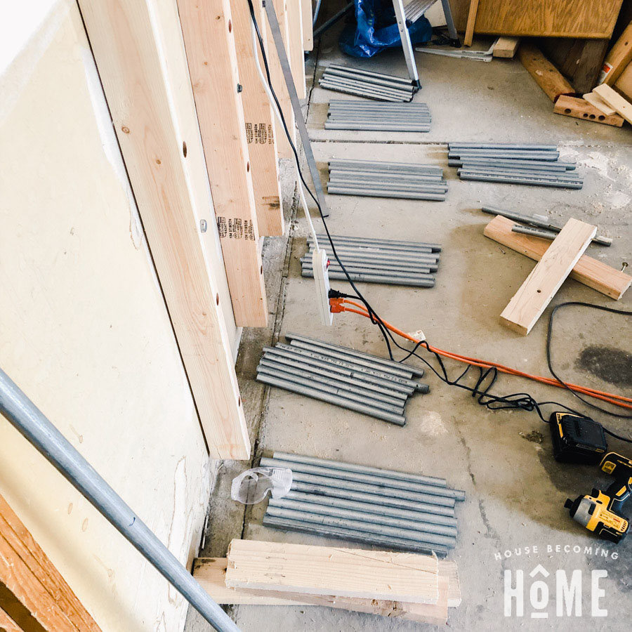 Conduit sections for DIY Lumber Rack