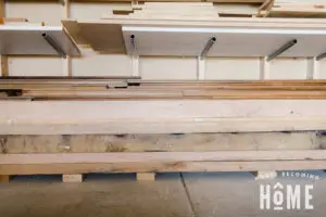 DIY Lumber Rack with Oak Lumber stored underneath