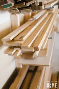Lumber on a DIY Lumber Rack