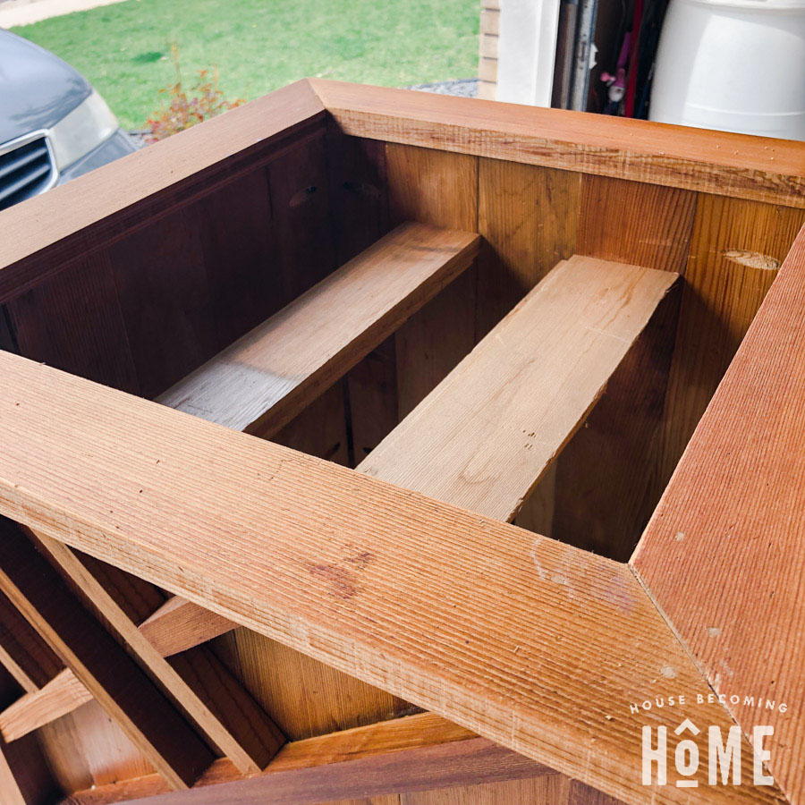 Interior Of DIY Chippendale Planter