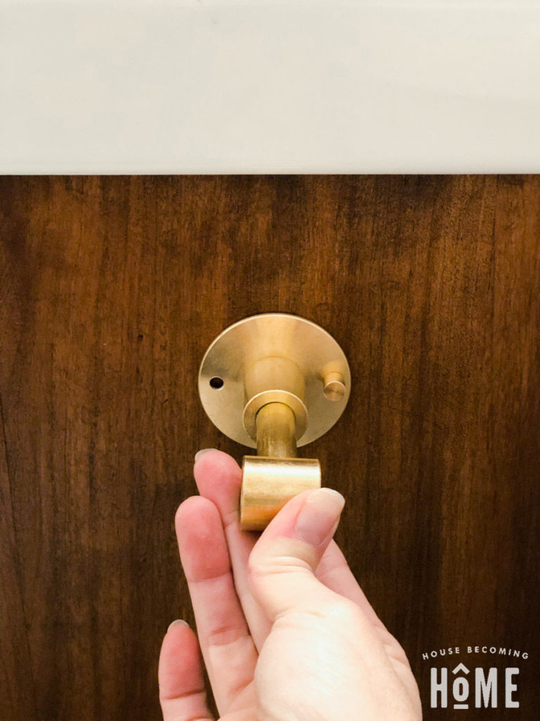 How to Mount DIY Brass Toilet Paper Holder to Wooden Vanity
