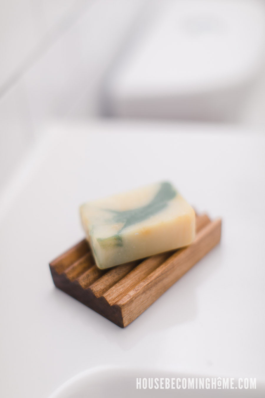 Handmade Cherry Wood Soap Dish in Bathroom Reno