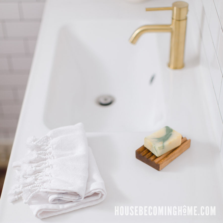 Handmade Cherry Wood Soap Dish in Bathroom Reno