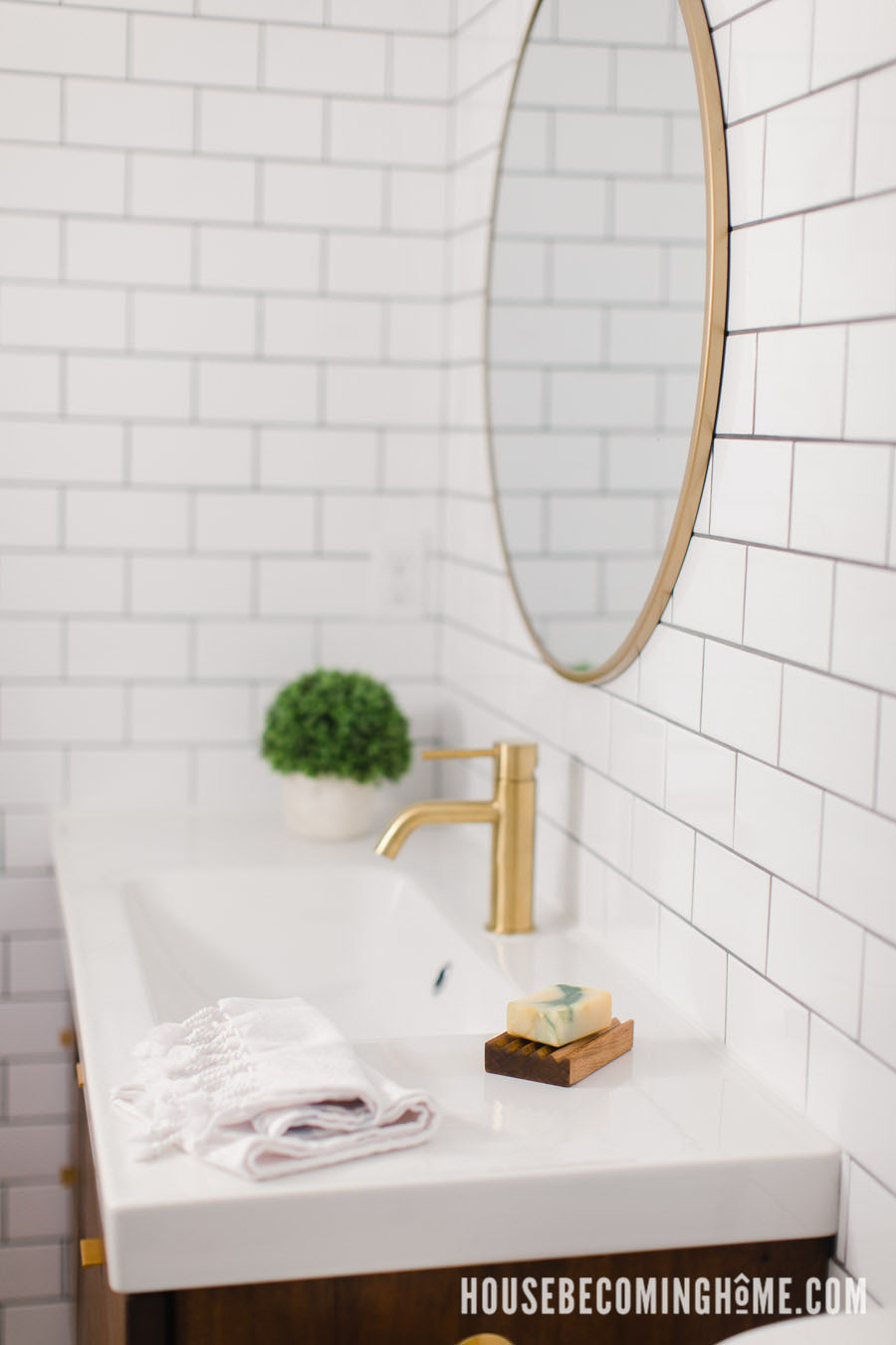 Handmade Cherry Wood Soap Dish in Bathroom Reno