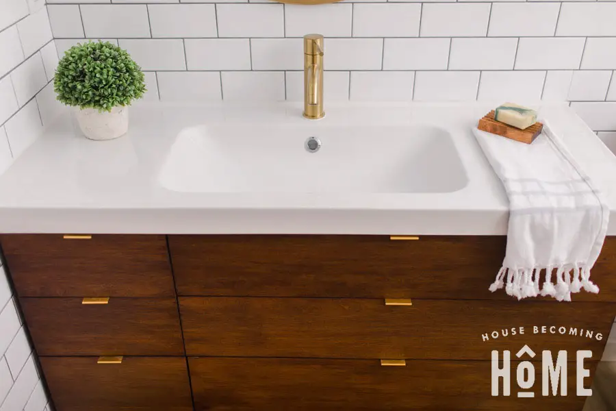 Ikea Odensvik Sink with Cherry Wood DIY vanity