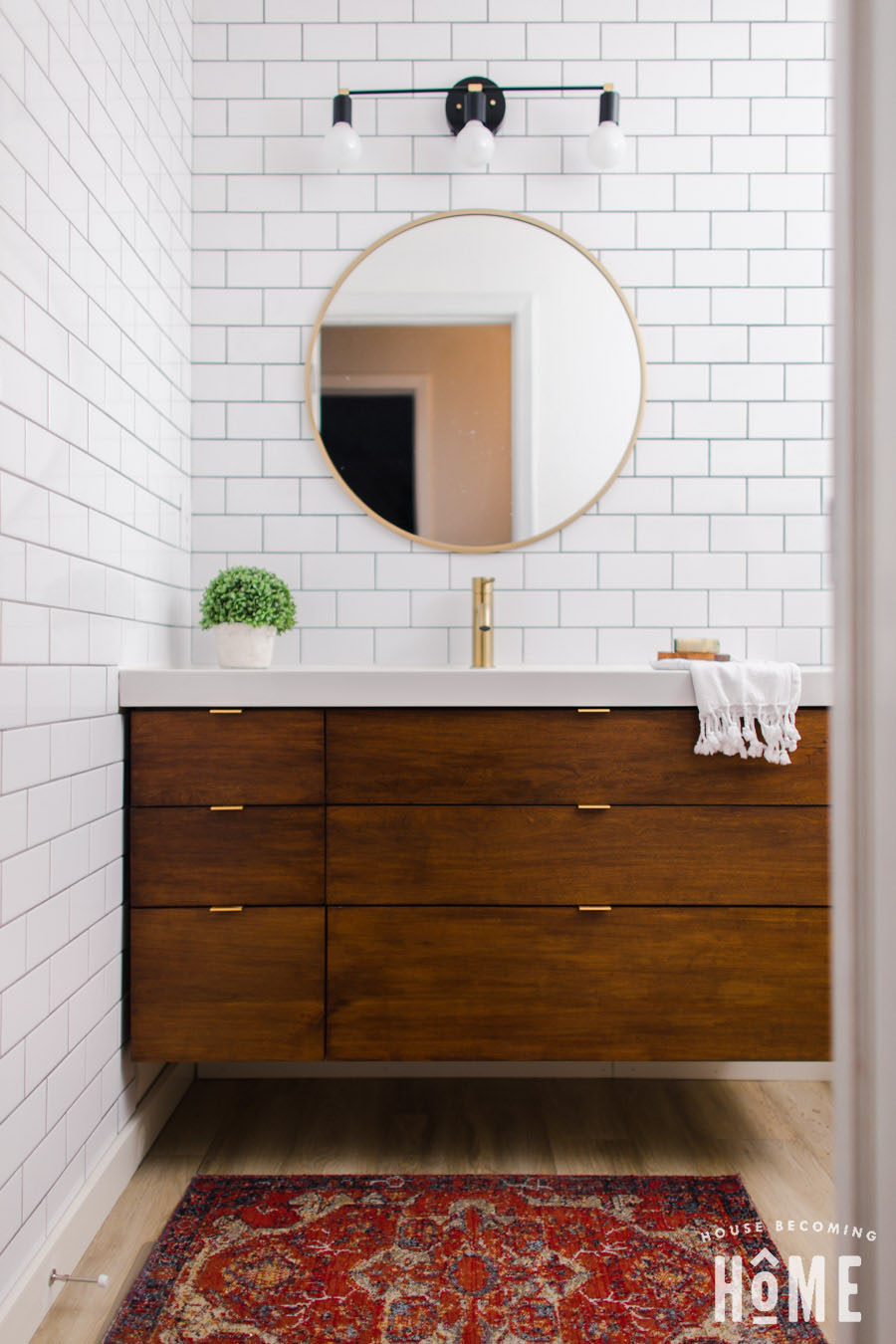 Renovators Supply Small Black & White Bathroom Vanity Cabinet Sink with Faucet and Drain