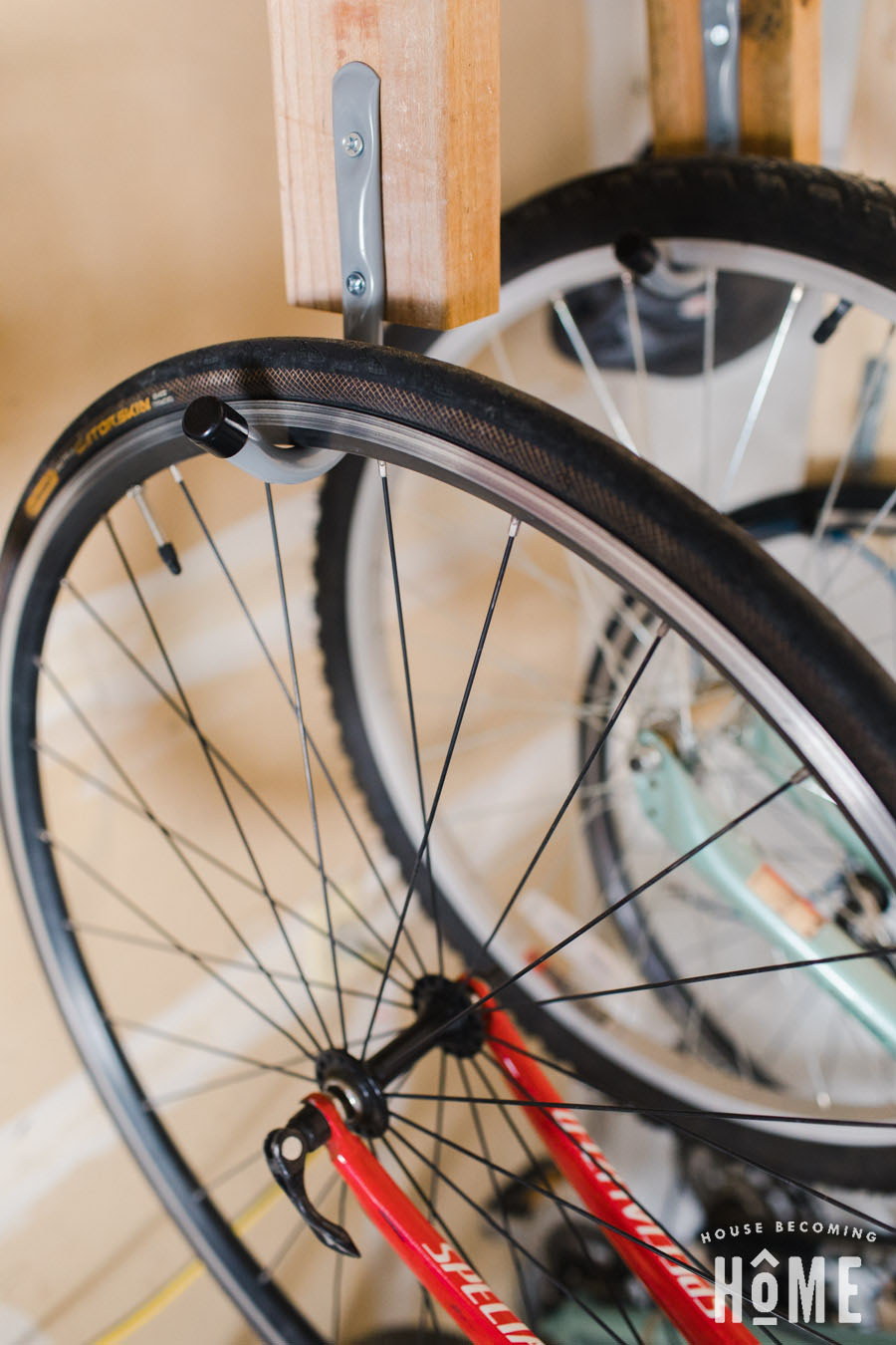 DIYBikeRack hanging wheels