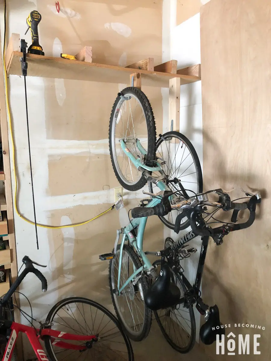 How To Make a DIY Bike Rack : attaching bike-hanging Hooks