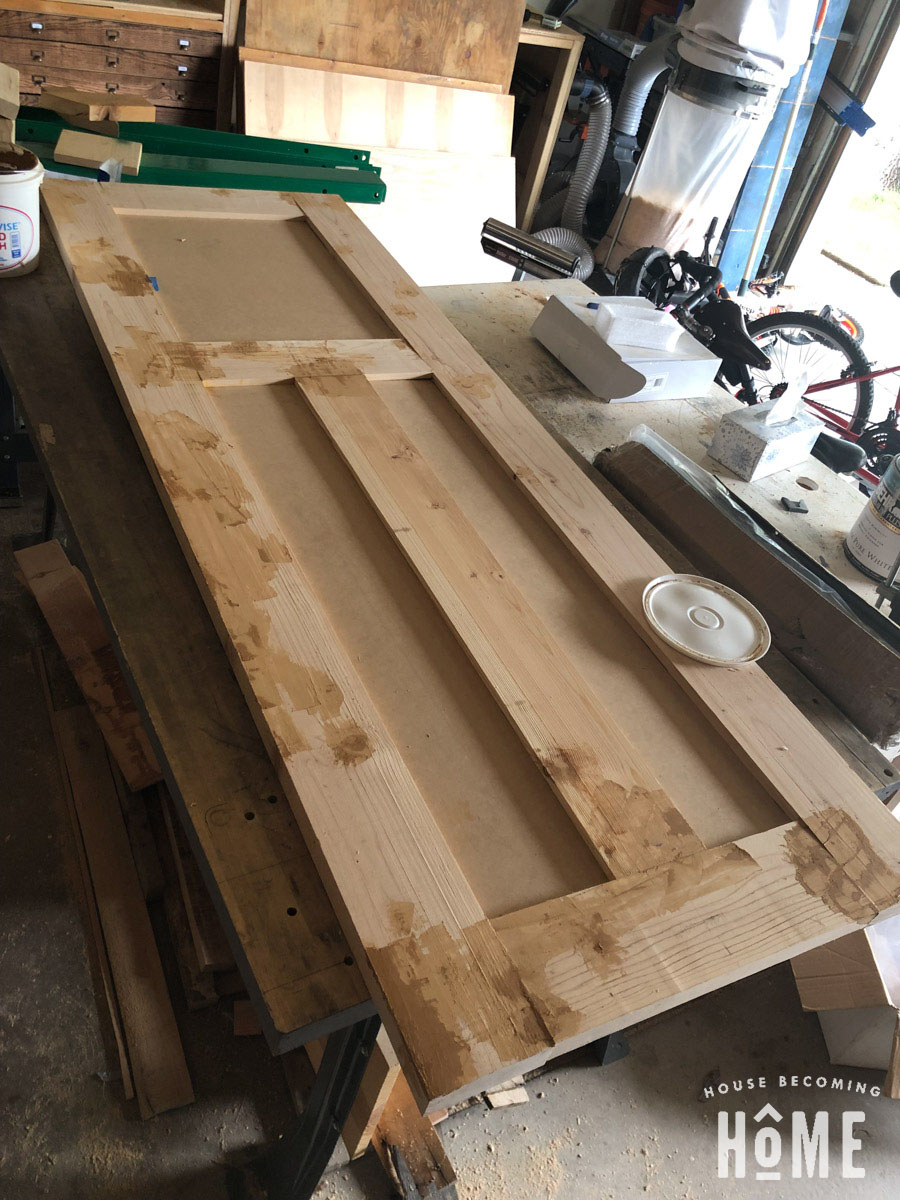 Wood Filler on DIY Door from Construction Grade Lumber
