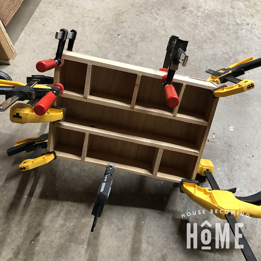 DIY Hardware Drawer Organizer Clamped