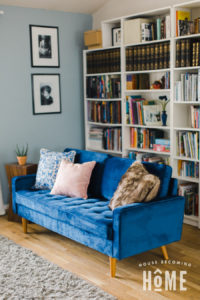 Living Room Update Blue Velvet Couch