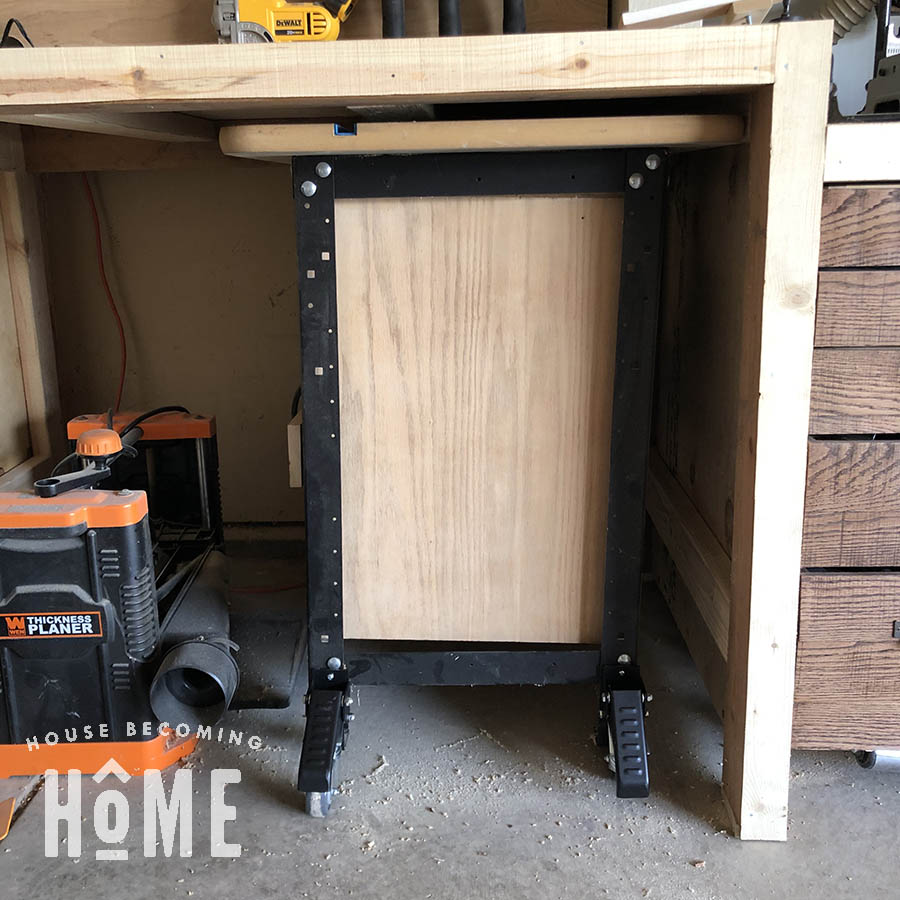 Router Table Storage Under Workbench