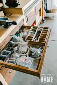 Small Parts Storage Drawers for Garage Workshop