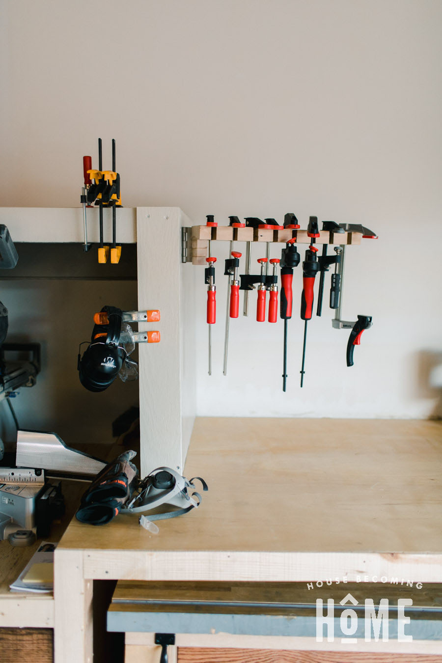 Hinged Clamp Rack for a Small Garage Workshop