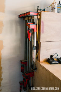 Large Clamp Storage Solution in a Small Garage