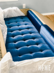 Unboxing Womble Space Blue Velvet Sofa