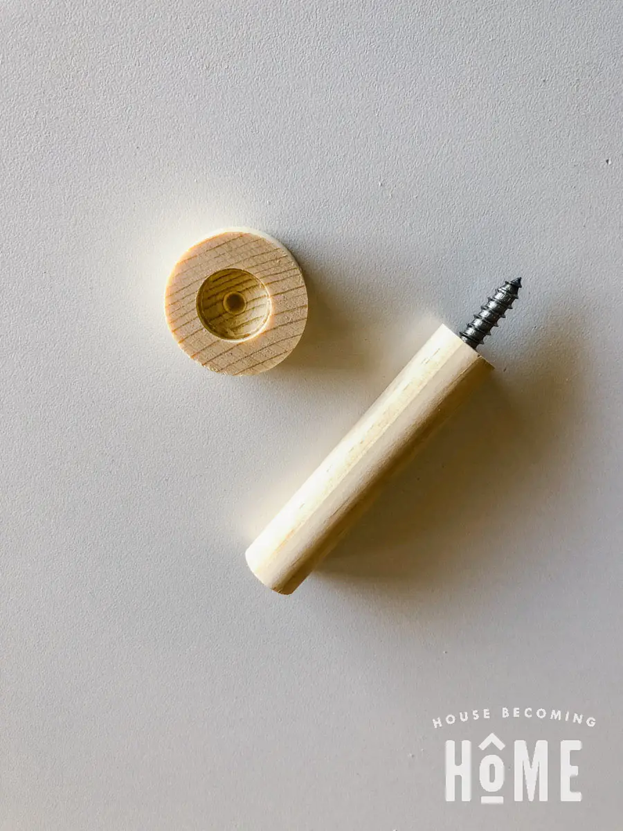 All Pieces to Make a Coat Hook from Dowels