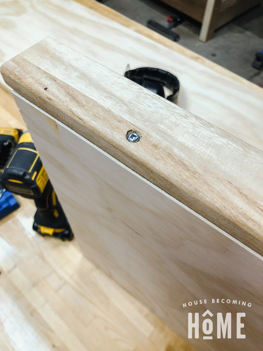 Building Sections of DIY Closet Organization Countersunk Screw